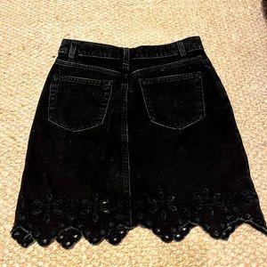 H&M black embroiled high waisted jean skirt